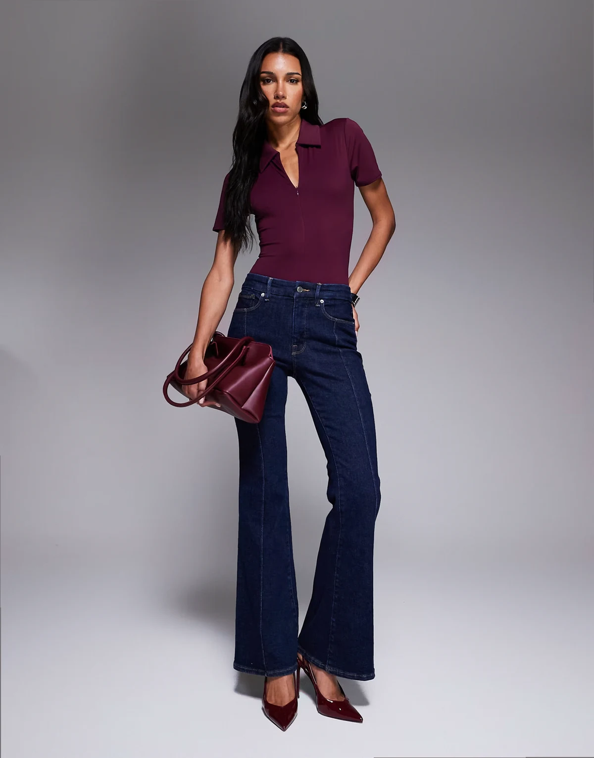 good legs flare jeans in dark blue