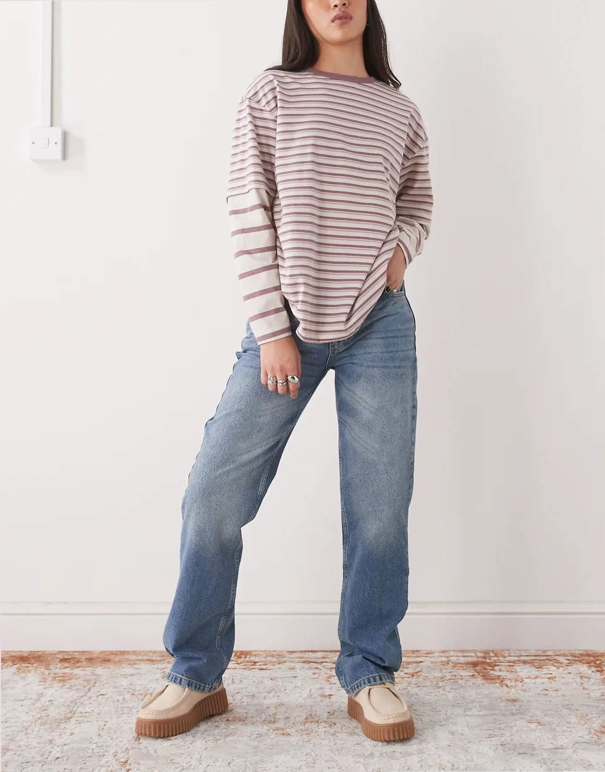 90s straight leg jeans in washed blue