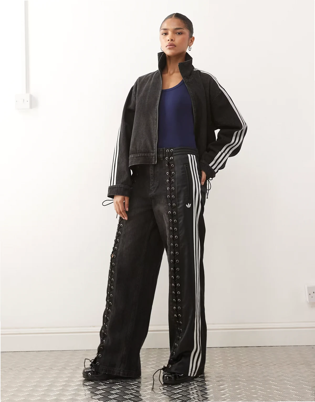 Firebird denim track pants in black