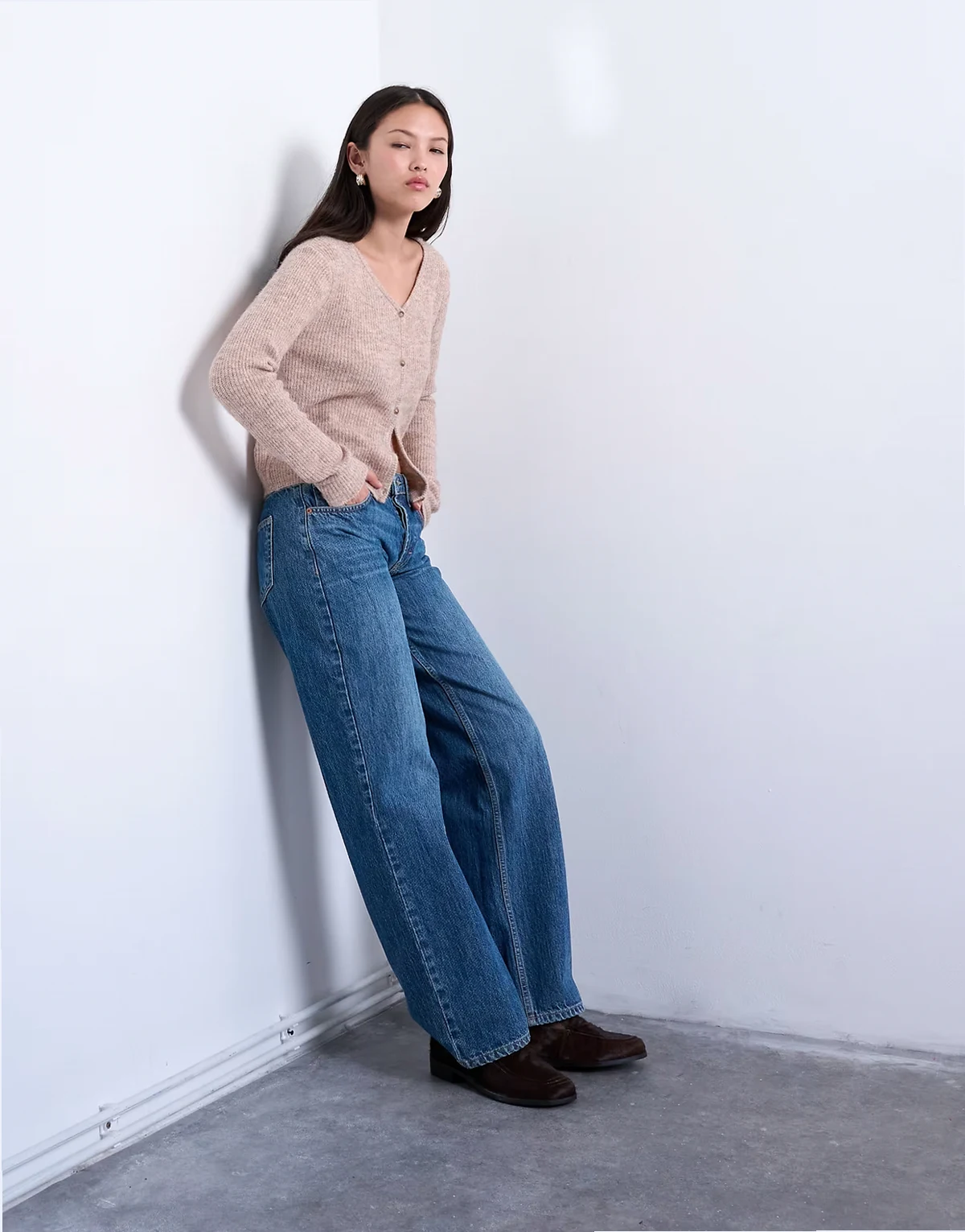 Ember low rise straight leg jeans in vintage blue