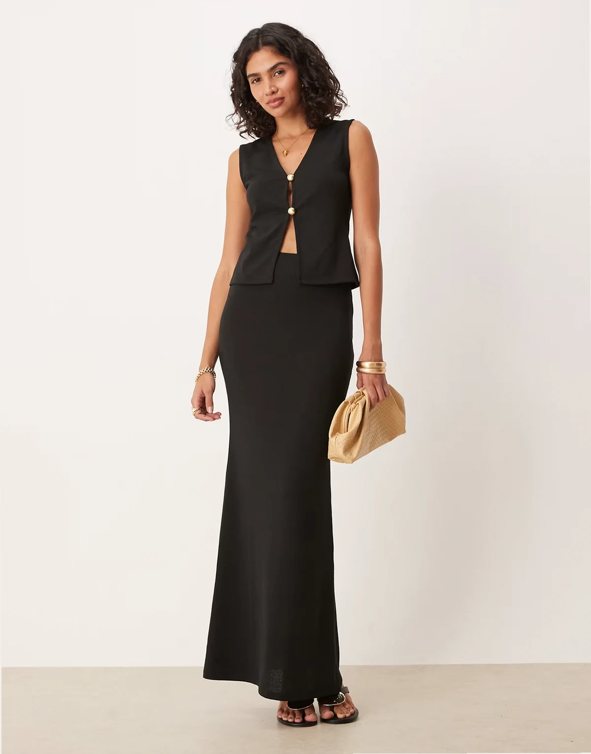 slim fit maxi skirt in black - part of a set
