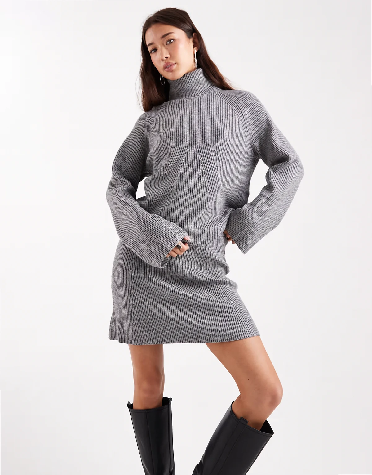 knit mini skirt in gray - part of a set