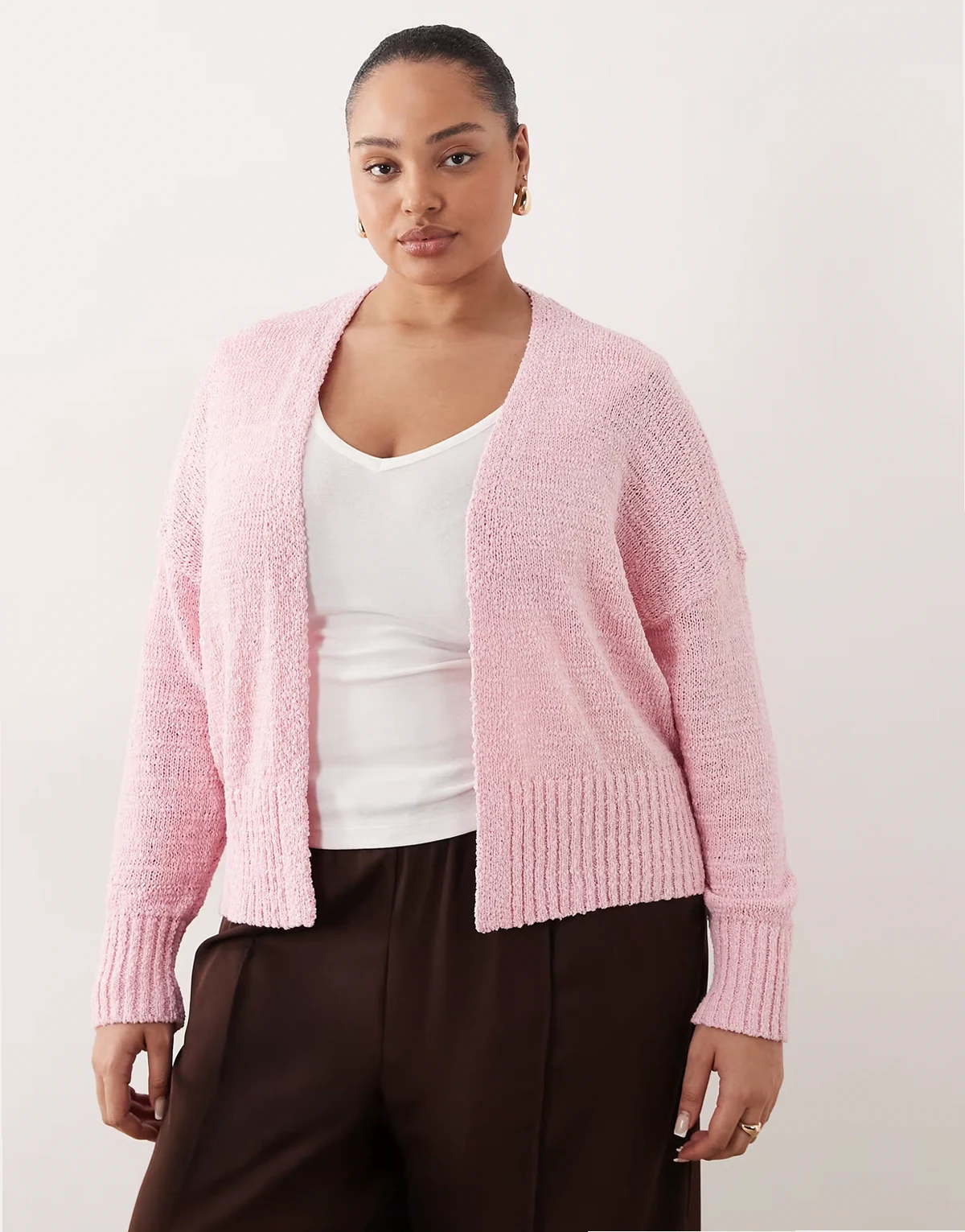 ASOS DESIGN Curve – Różowy kardigan bez zapięcia