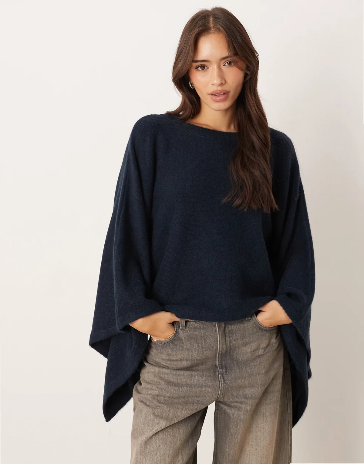 knit cape in navy