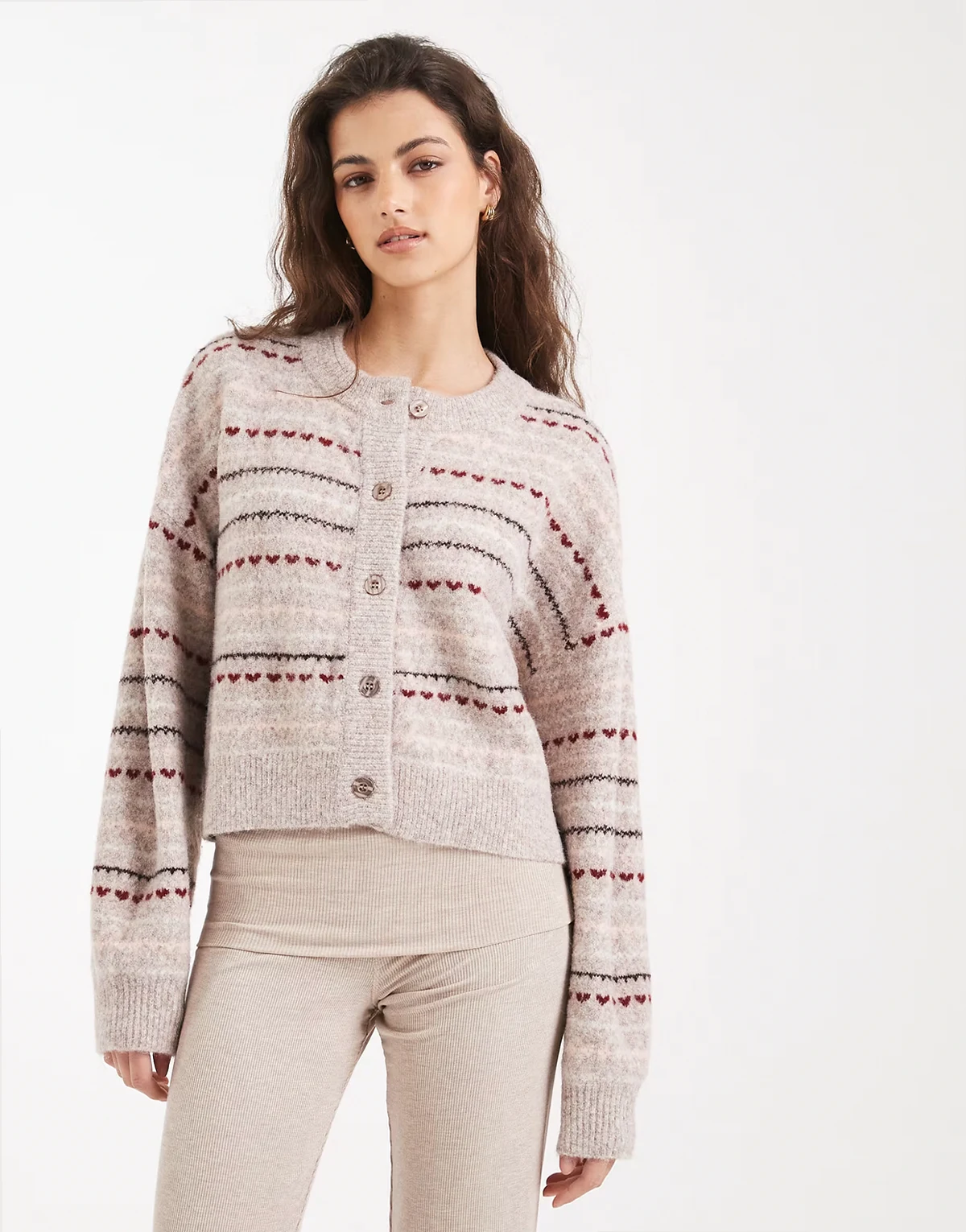 – Strickjacke mit All Spice-Grafik und Knopfleiste