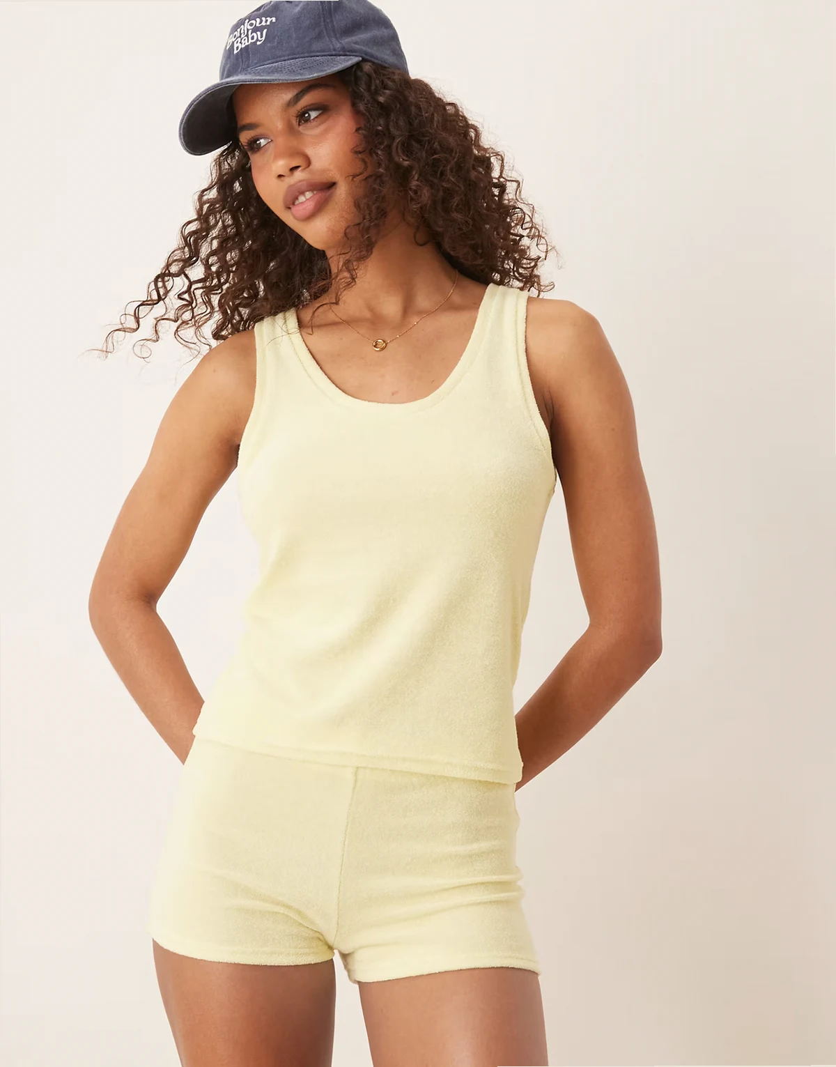terrycloth micro shorts in lemon - part of a set