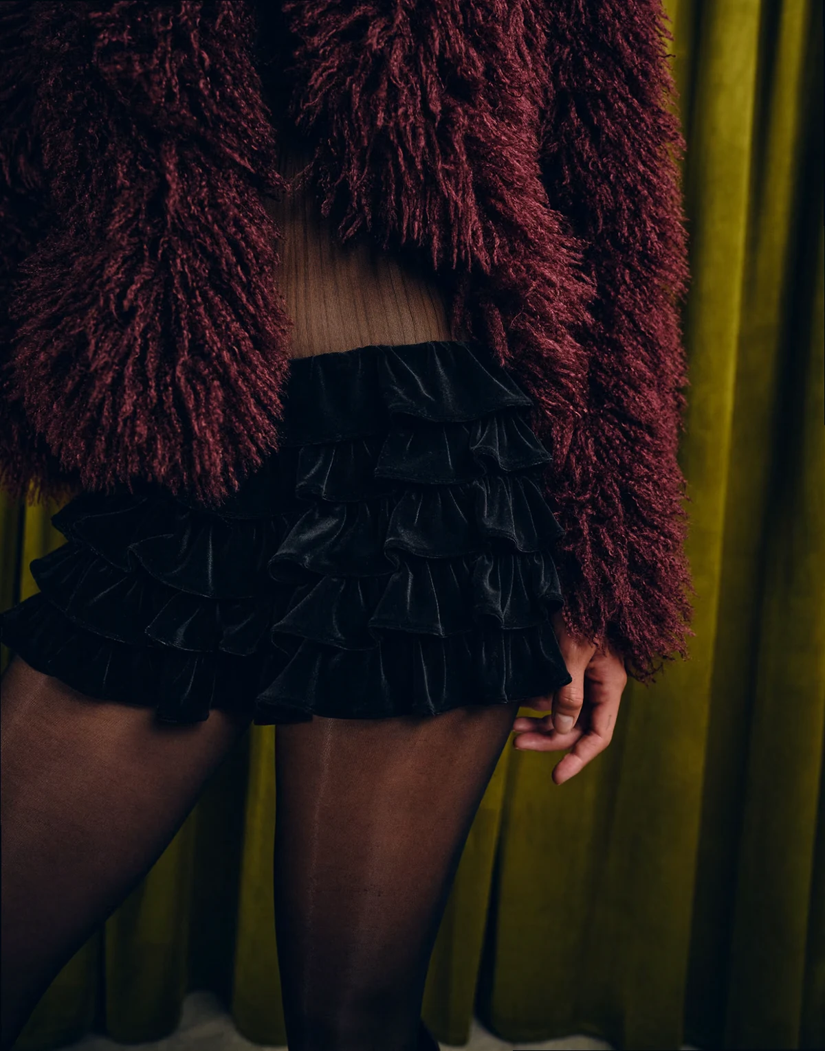 Exclusive velvet ruffle bloomer shorts in black - part of a set