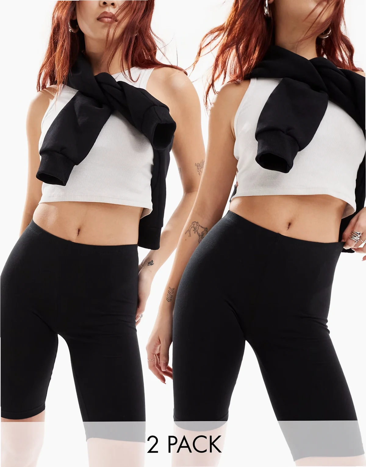 – 2er-Pack Leggings-Shorts in Schwarz