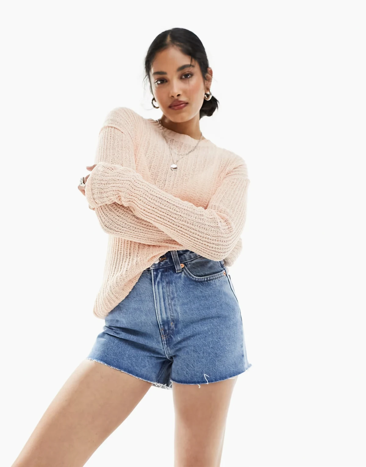 – Rowe – Mom-Jeansshorts in 90er-Blau mit hohem Bund