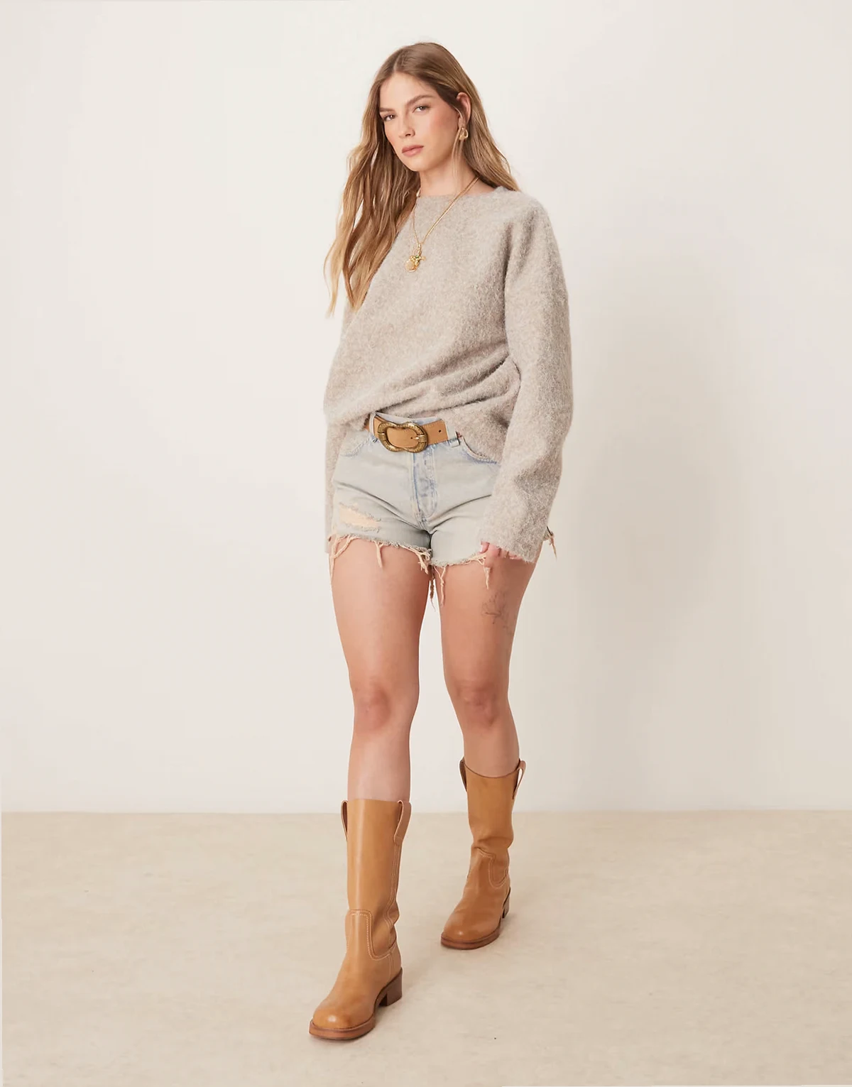 now or never distressed denim shorts in well worn blue