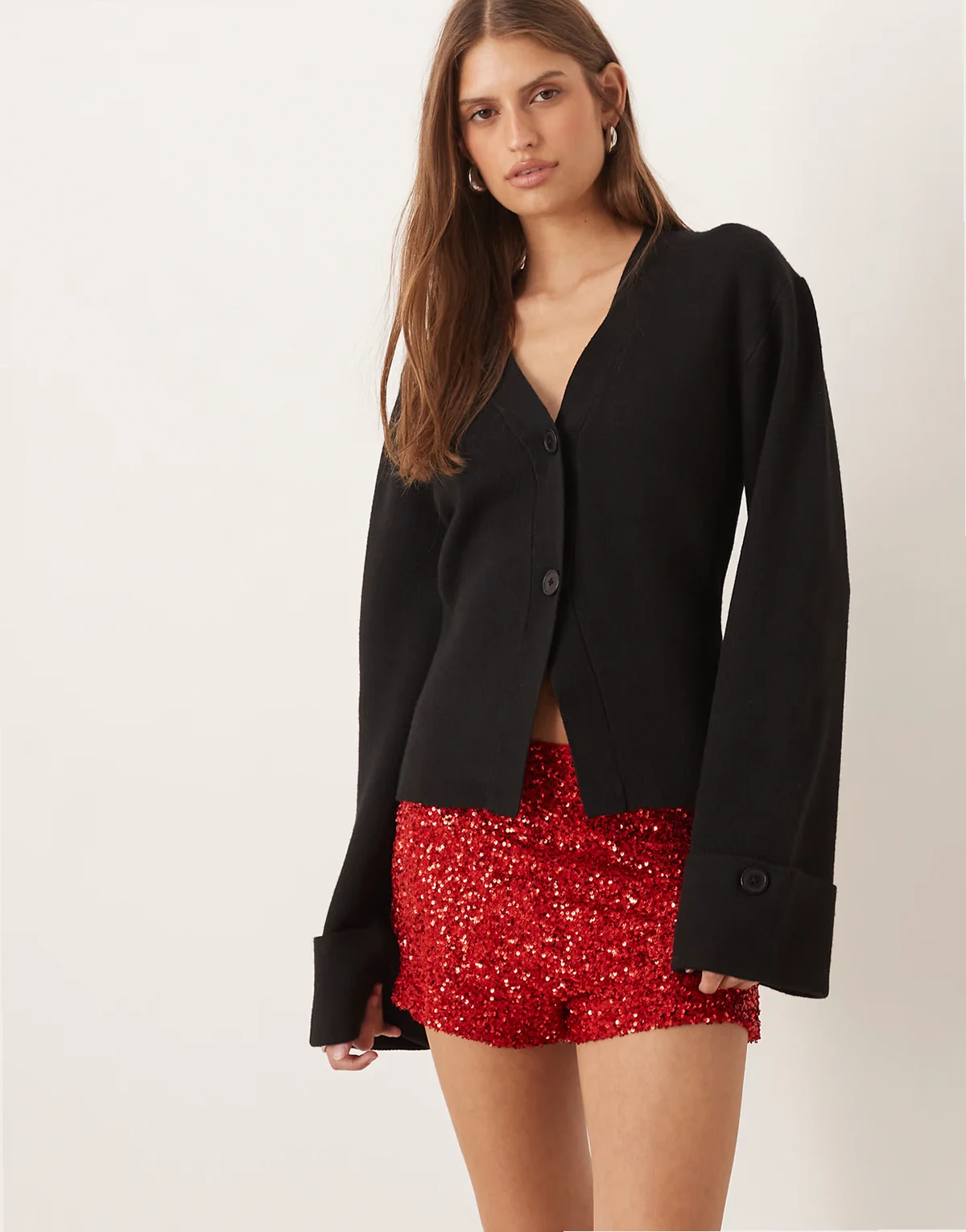 sequin hotpants in red