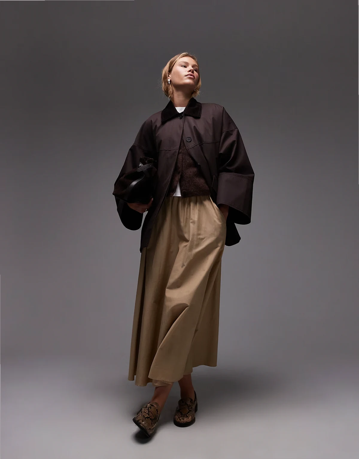 – Oversize-Wachsjacke in Braun