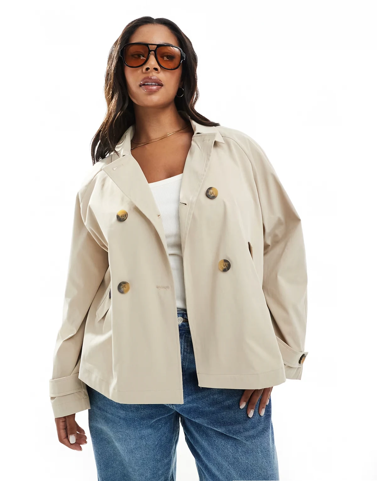 – Kurzer Trenchcoat in Beige