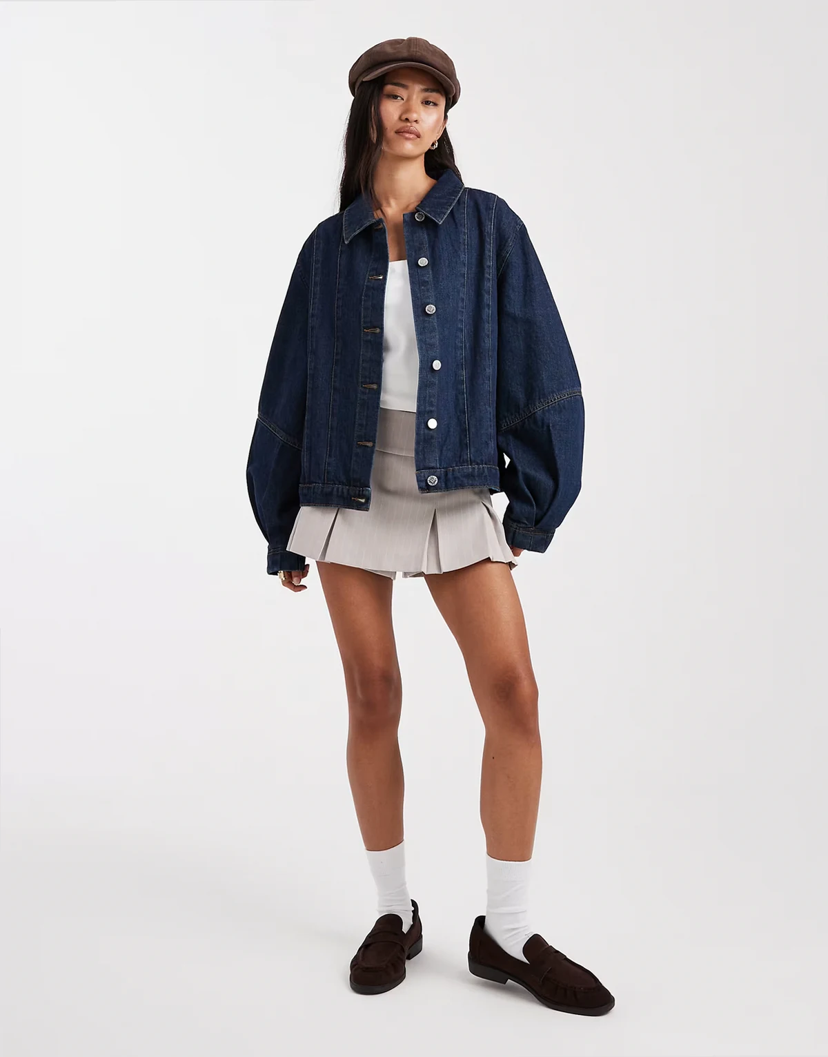 – Wsternstil-Jeansjacke in indigoblauer Waschung mit Puffärmeln