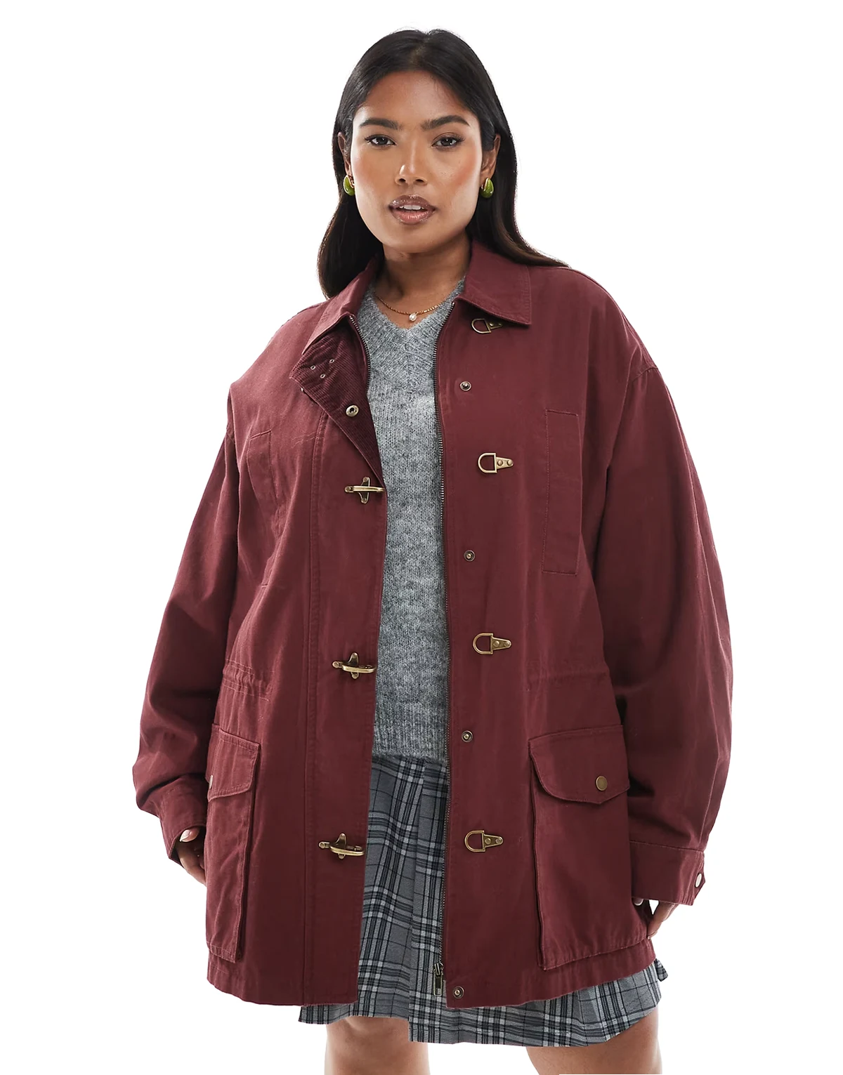 ASOS DESIGN Curve – Lekka bordowa parka