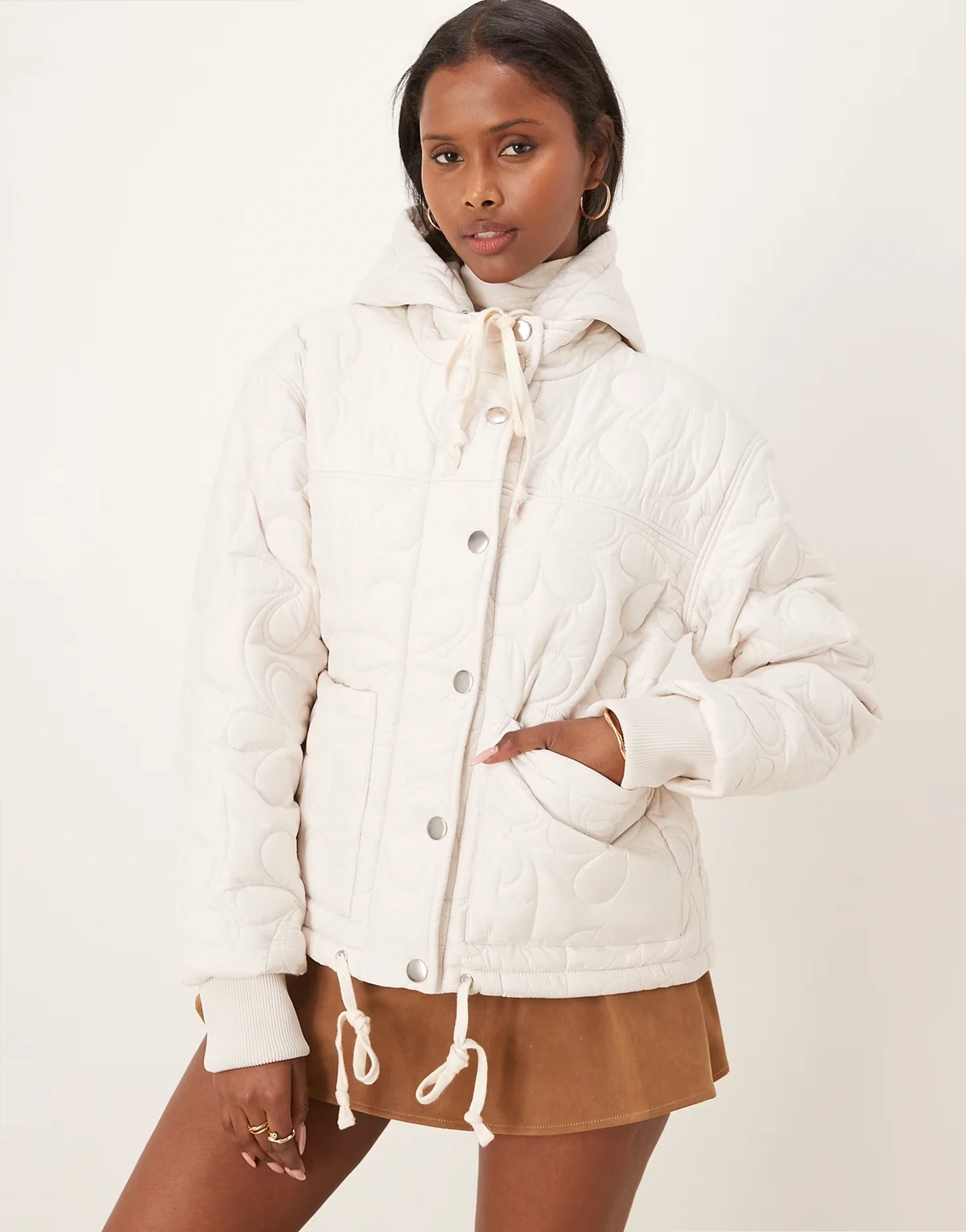Isabel quilted puffer jacket in cream