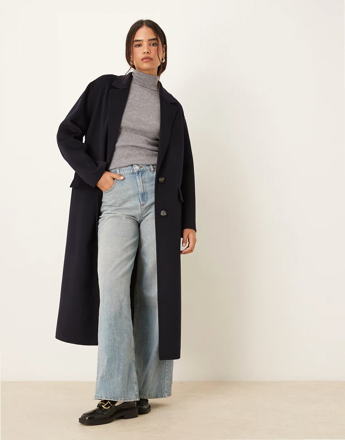 – Elegante Jacke aus Wollmix in Marineblau