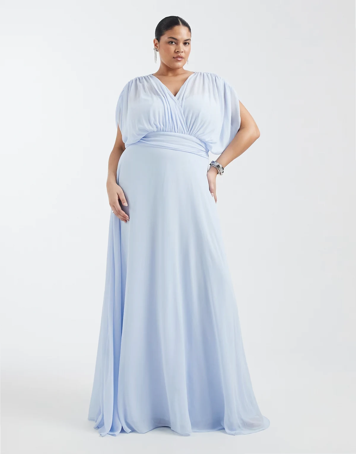 Bridesmaid – Niebieska, szyfonowa sukienka plisowana maxi