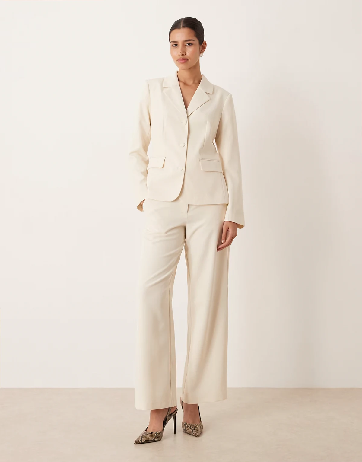 wide leg tailored pants in birch cream - part of a set