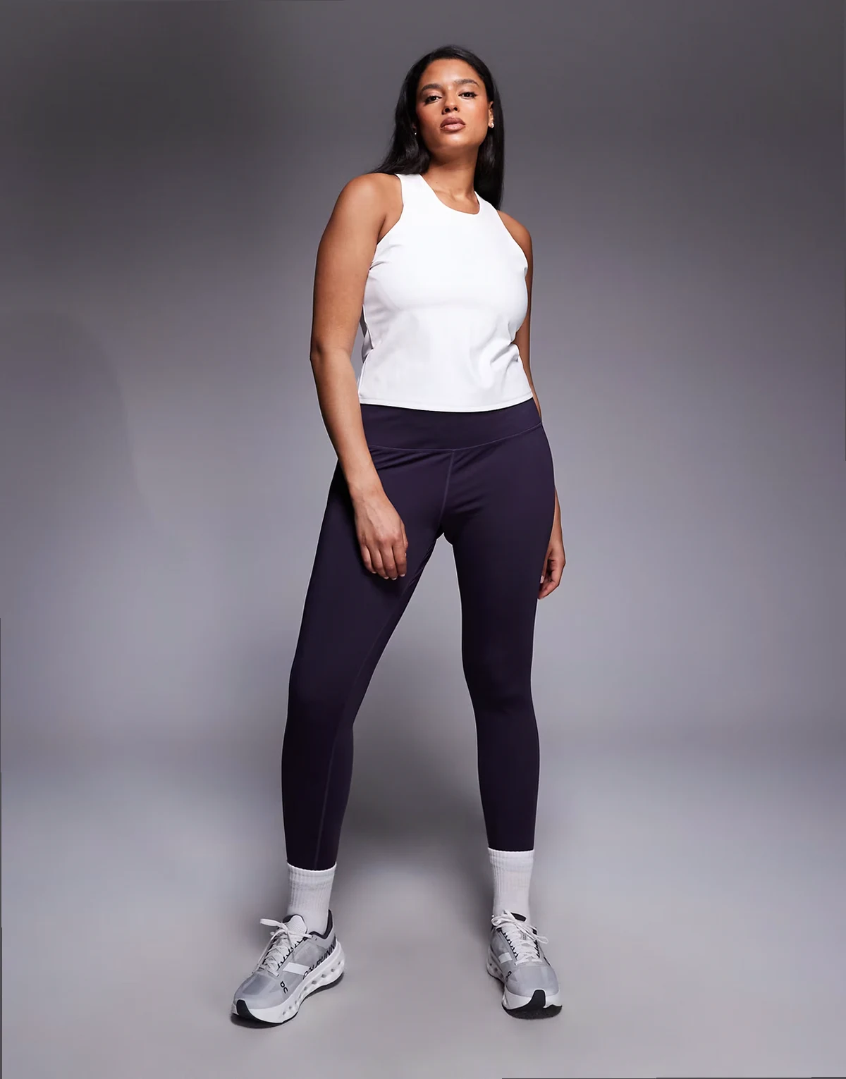 Curve Icon active booty sculpt high waist gym leggings with inner pocket in blackberry