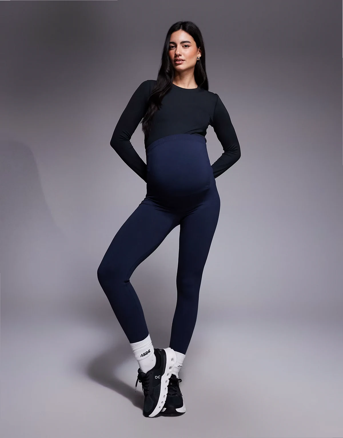 Maternity sculpting seamless high waist gym legging in indigo