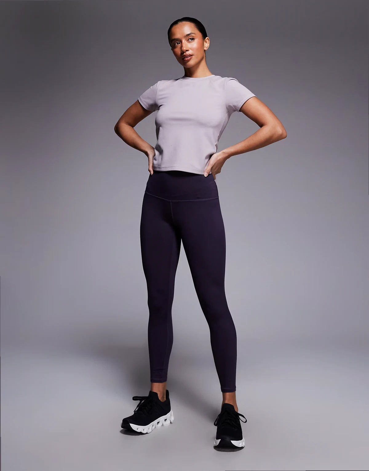 Petite Icon active bum sculpt high waist gym leggings with inner pocket in blackberry