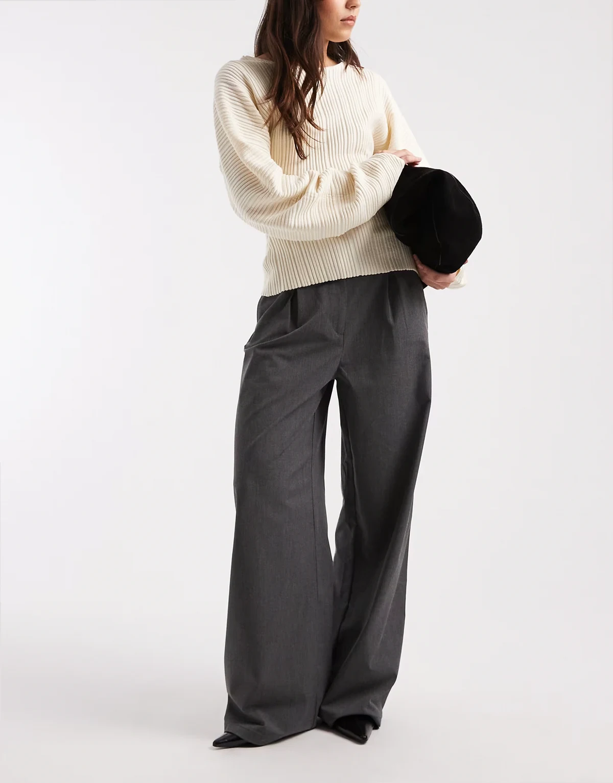 – Elegante Hose in Anthrazitgrau mit schlichtem Bund