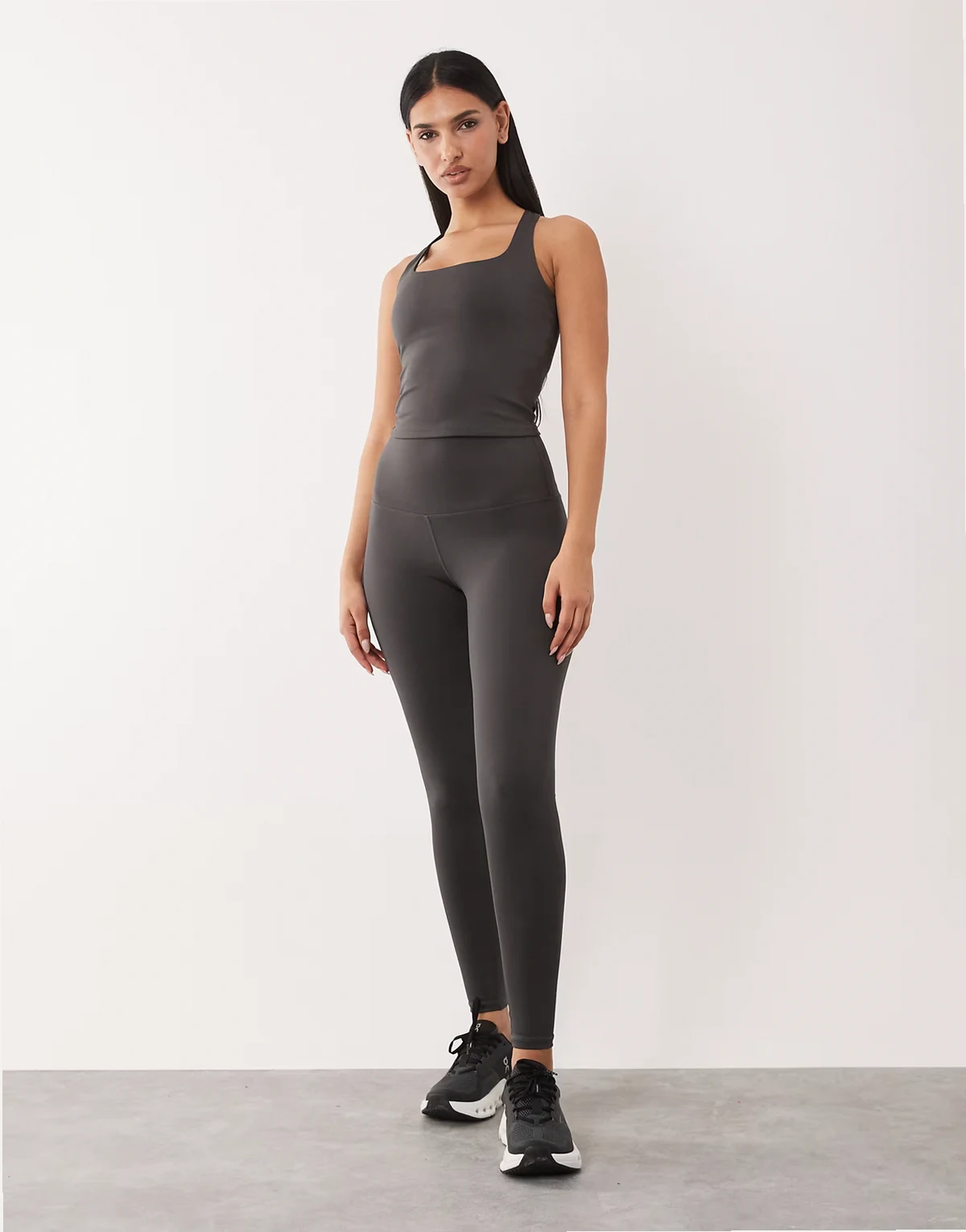 Hourglass Icon active booty sculpt high waist gym leggings with inner pocket in smoke gray