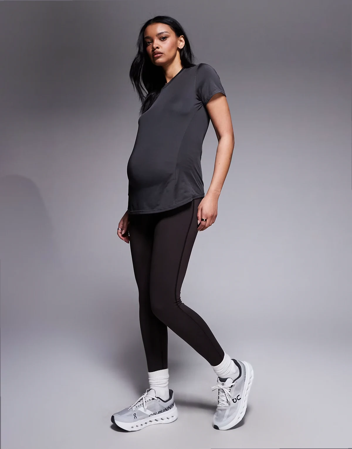 Maternity Icon soft touch high waist yoga leggings in dark chocolate