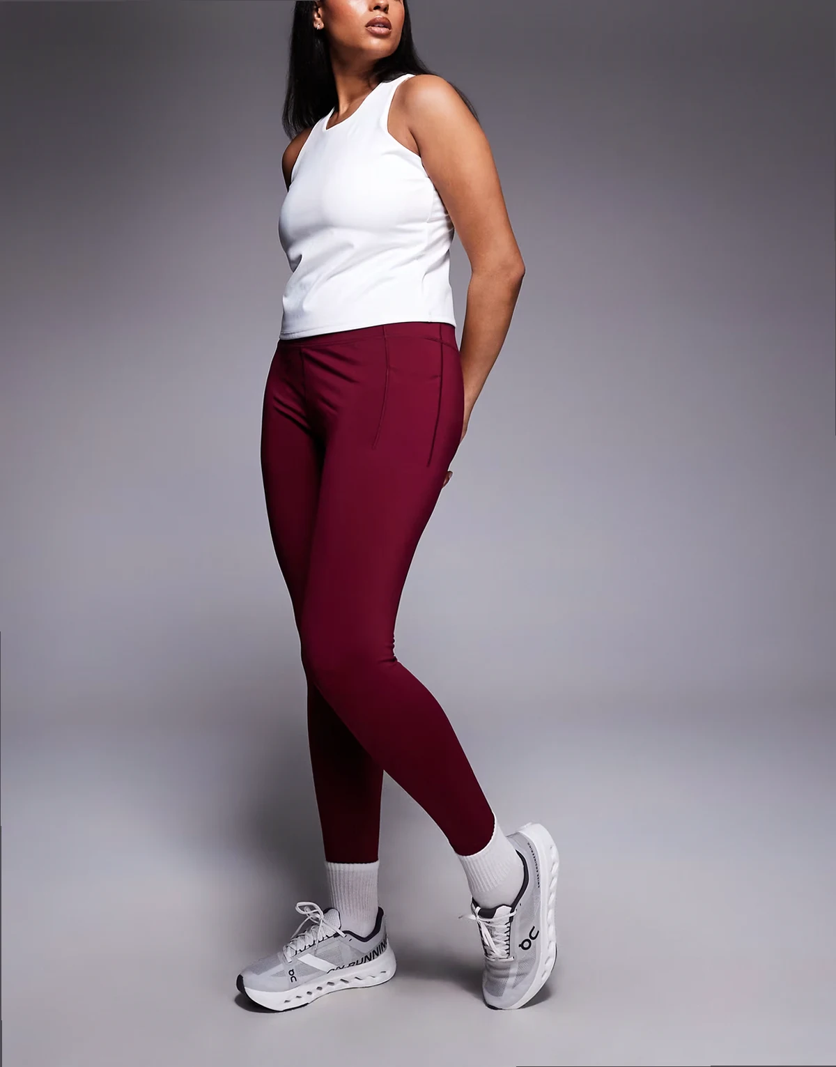Curve active waist snatching high rise gym legging in cherry red