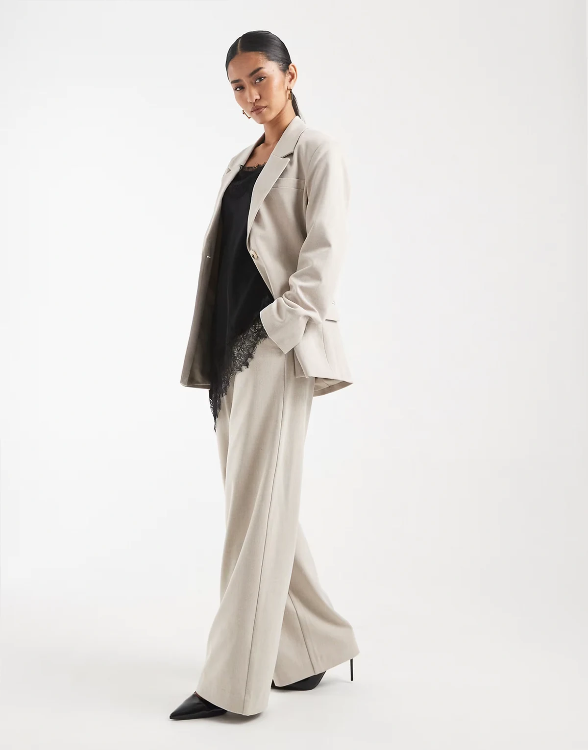 wide leg tailored pants in hummus - part of a set