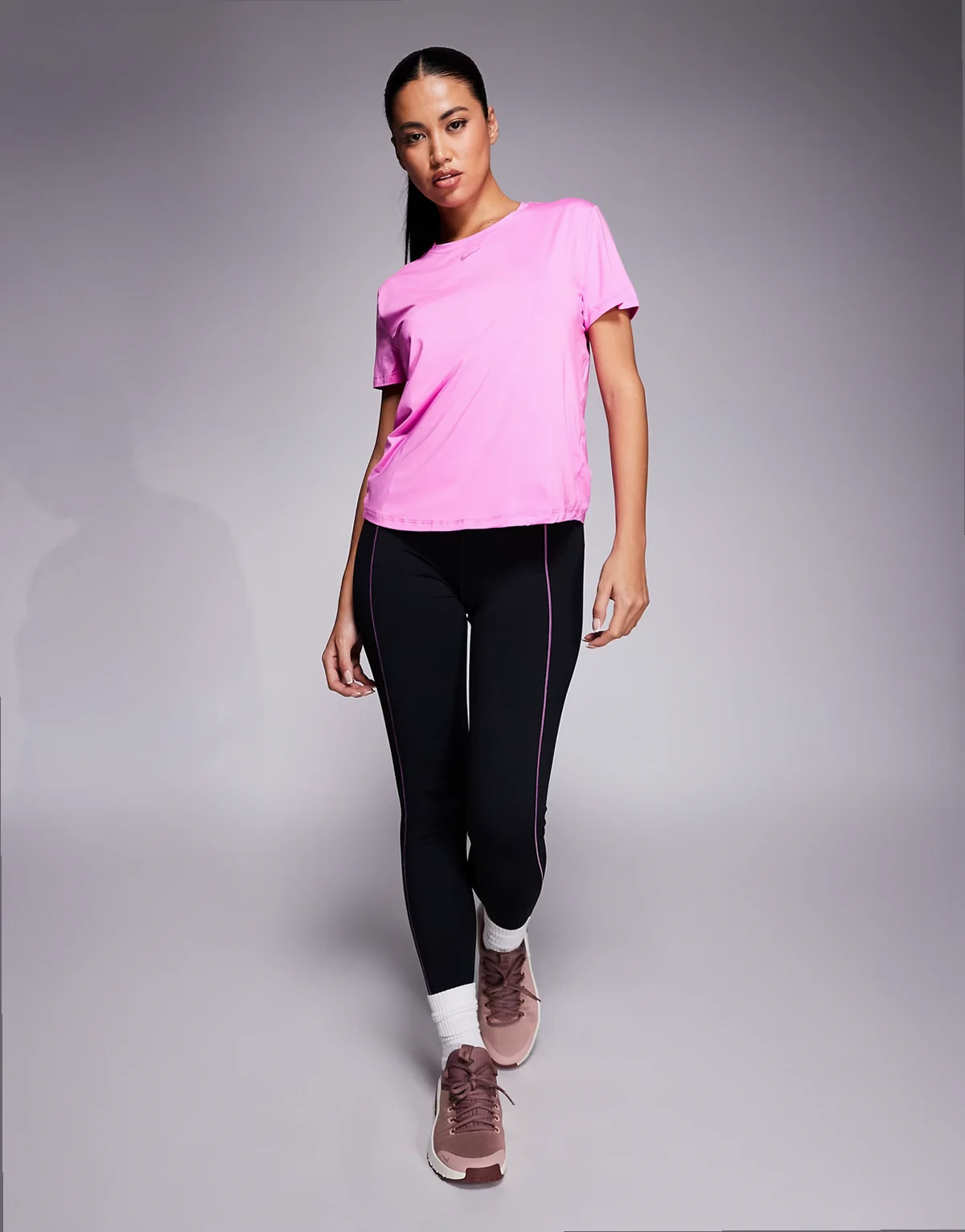 Nike One Training high rise leggings in black and pink