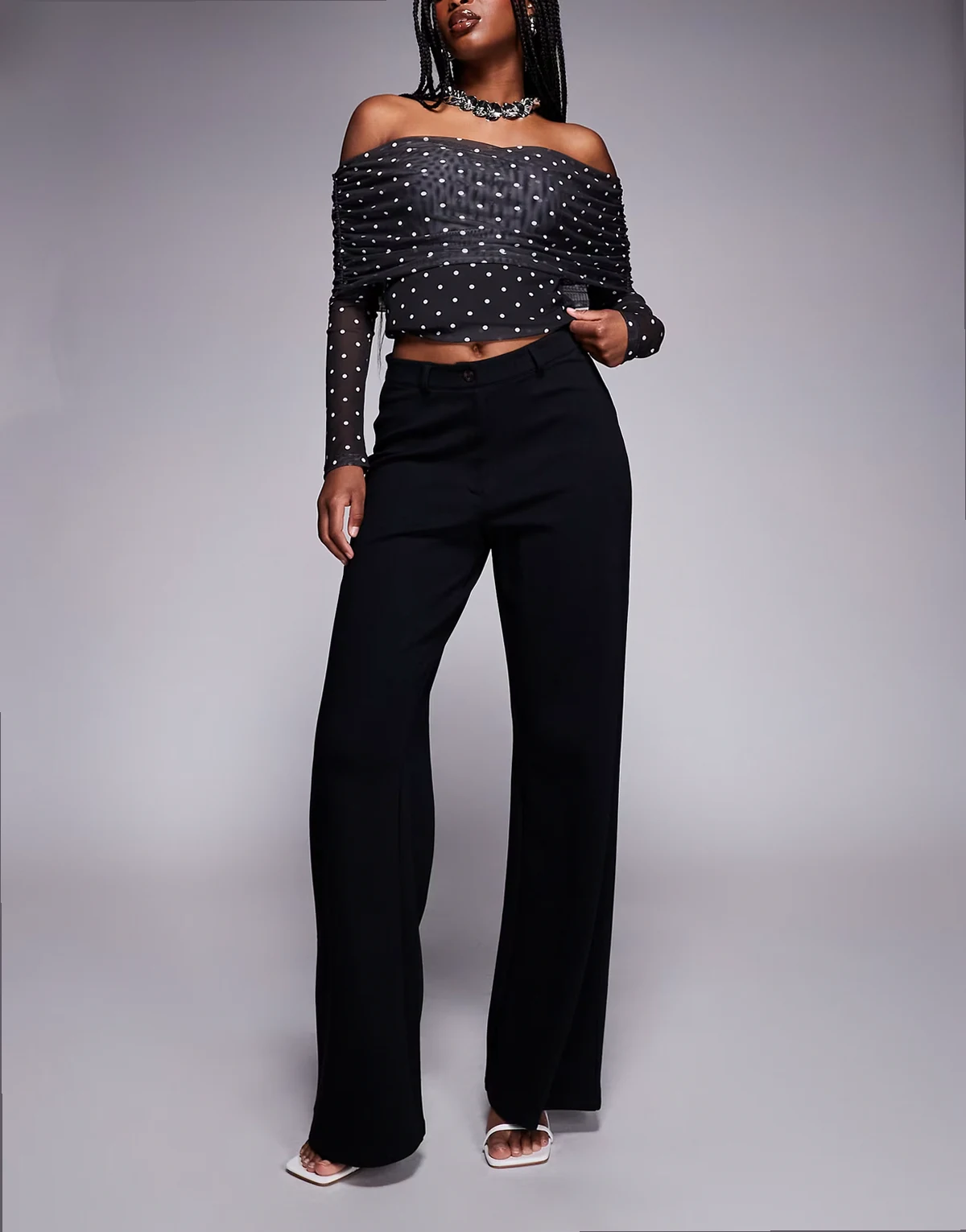 – Elegante Jersey-Hose in Schwarz mit weitem Bein