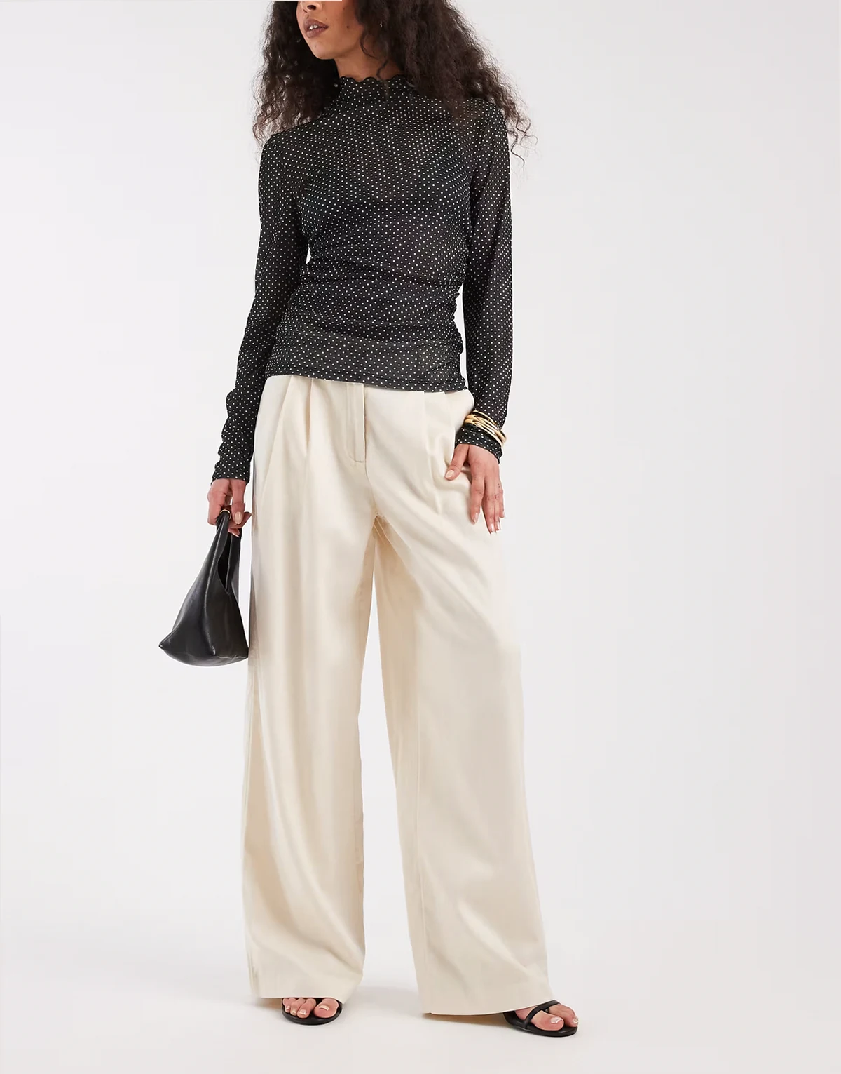 wide leg pleated pants in birch