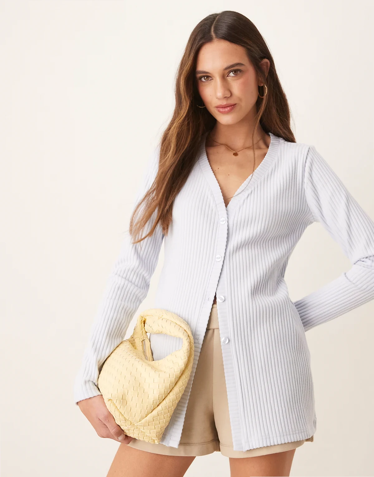 Chill ribbed cardigan in light blue