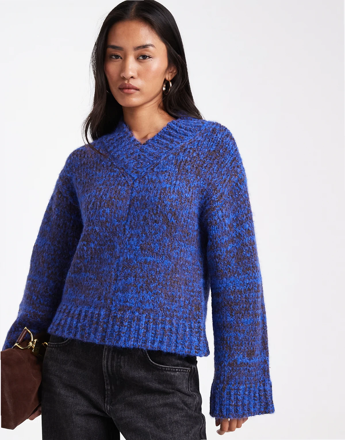 v neck multiply sweater in blue