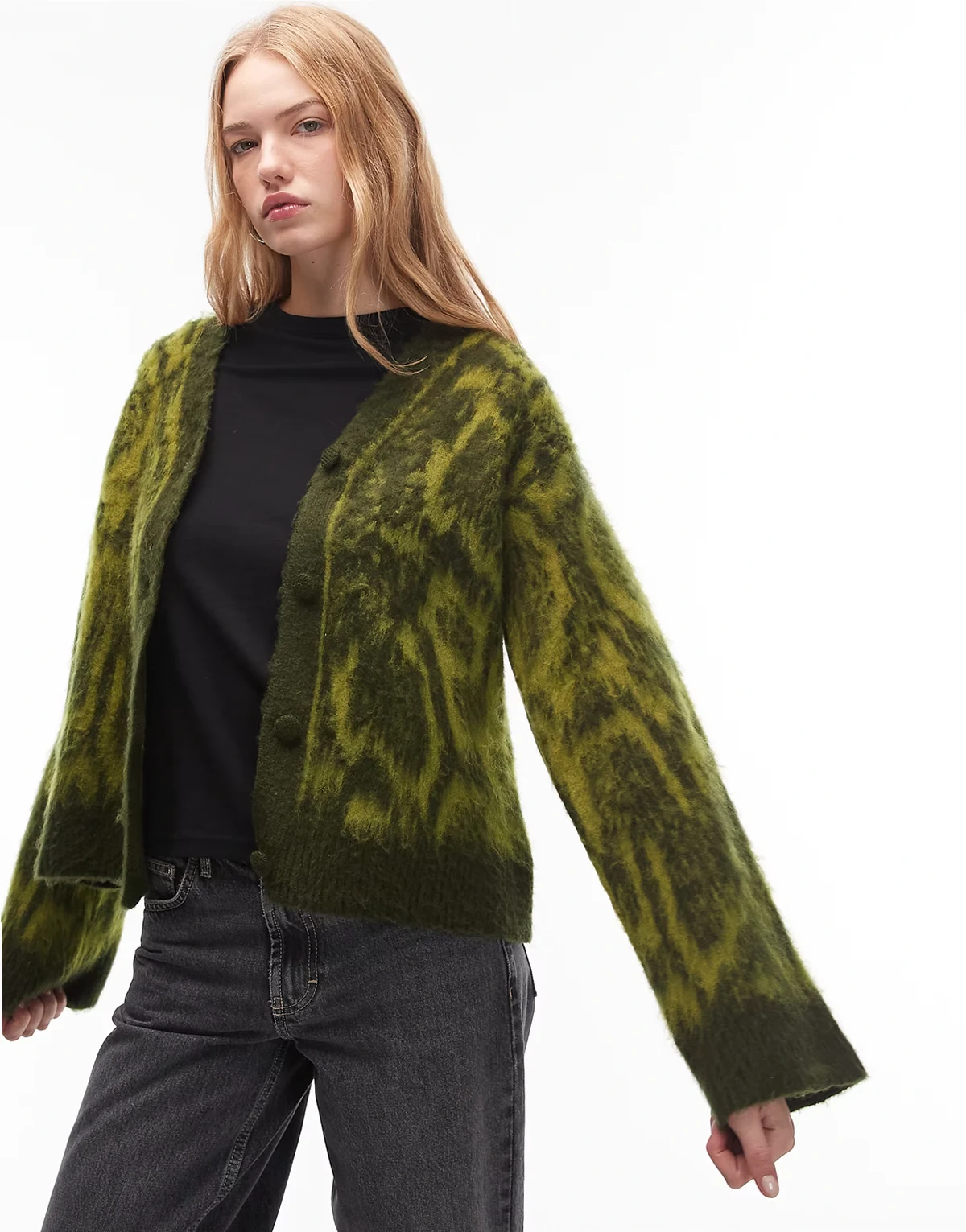 knit oversized cardigan in brushed animal