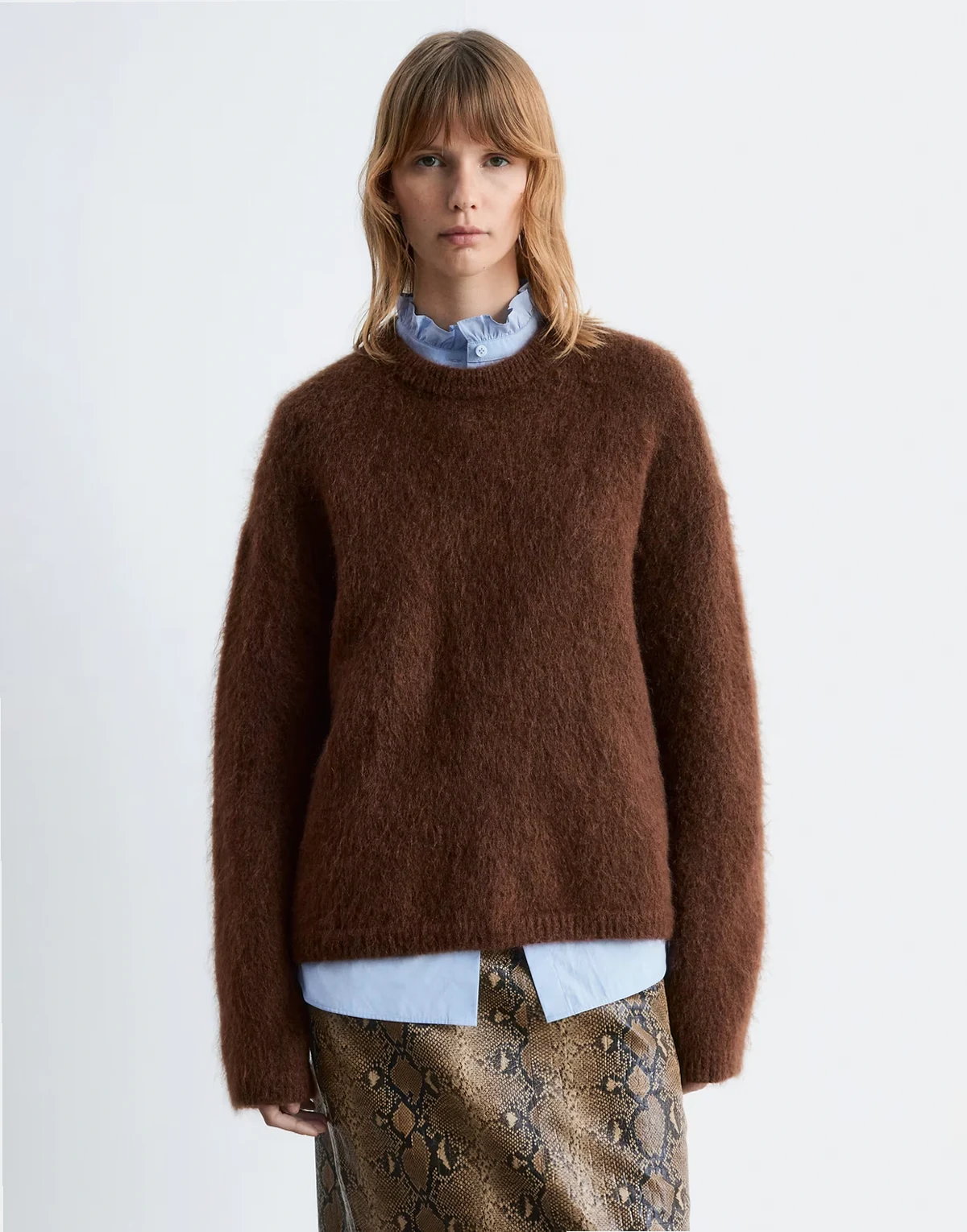 – Flauschiger Strickpullover aus superweichem Mohair in Mokkabraun