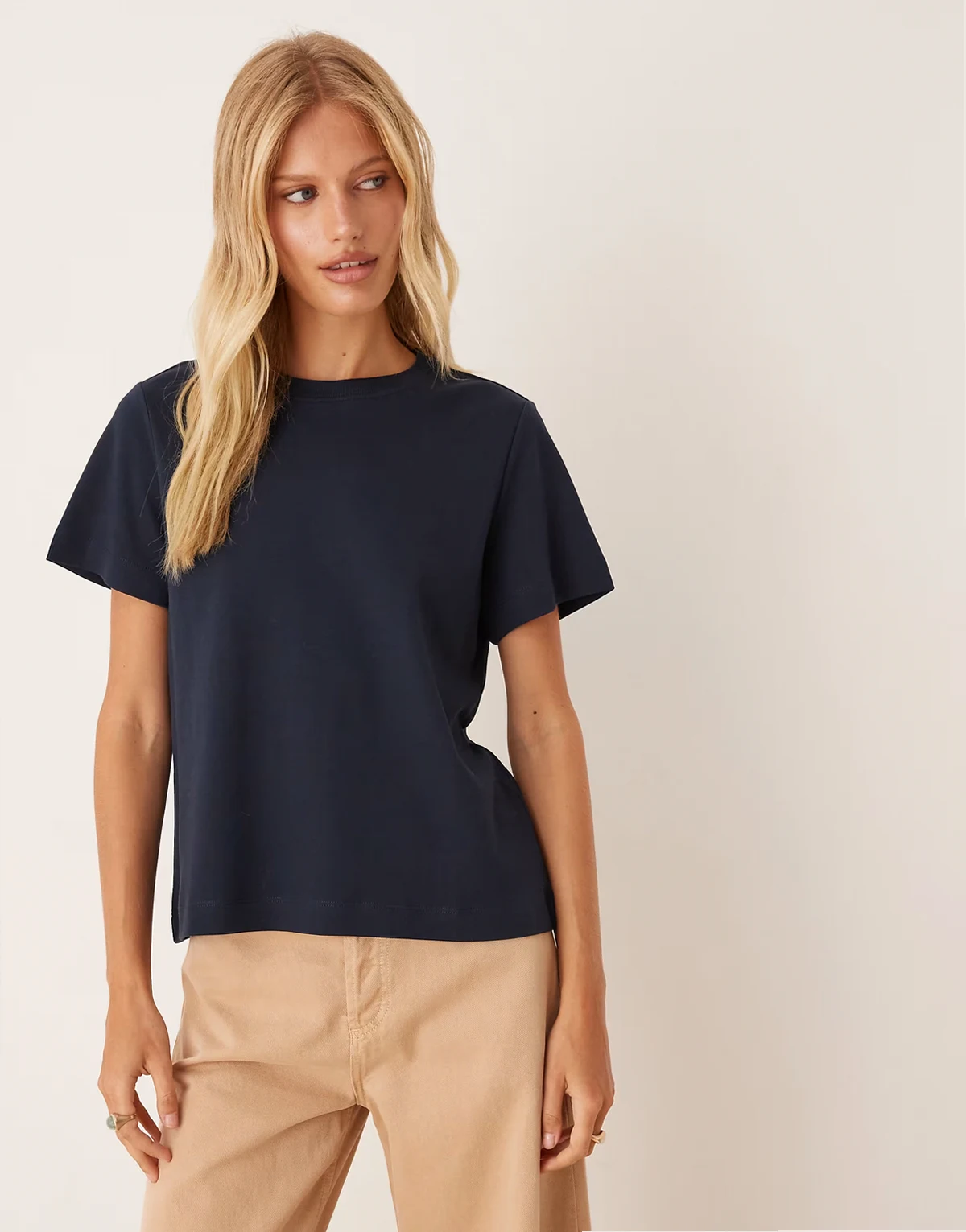 – Schweres kastiges T-Shirt in Marineblau