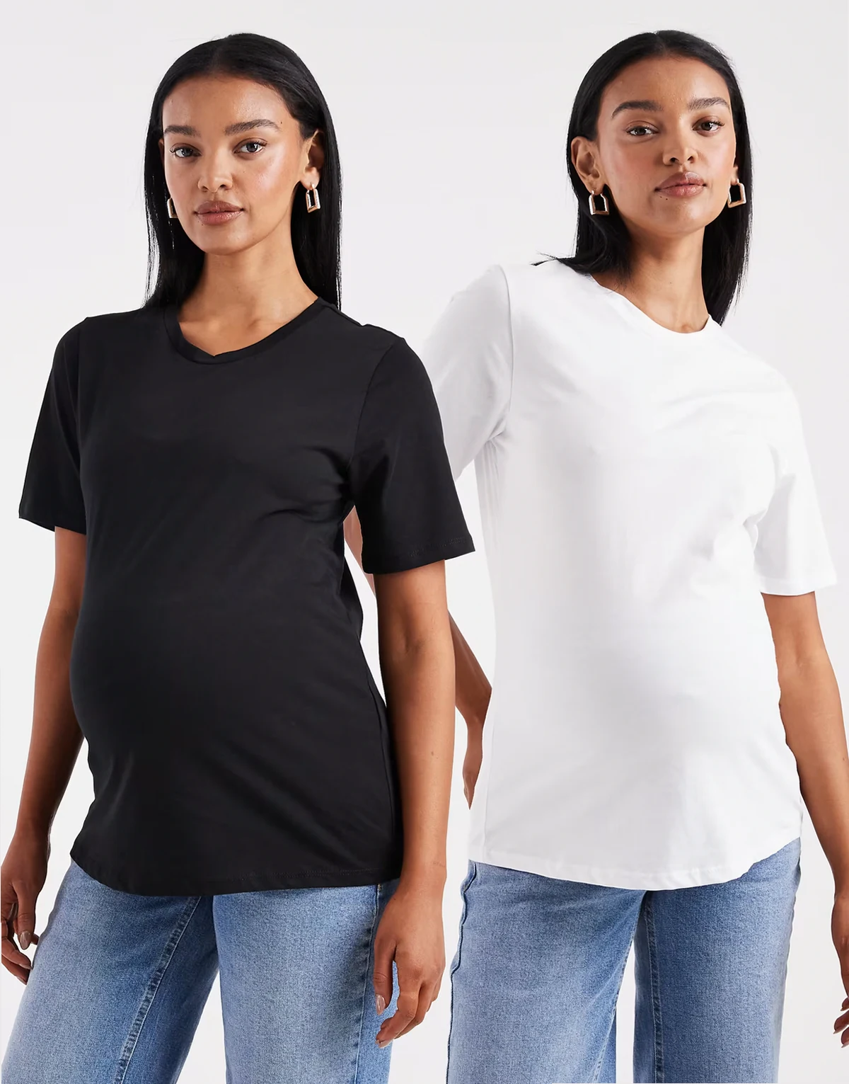 – 2er-Pack T-Shirts in Schwarz und Weiß, Umstandsmode