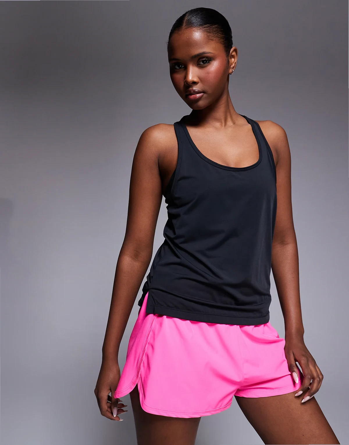 nylon performance mesh quick dry running tank top in black