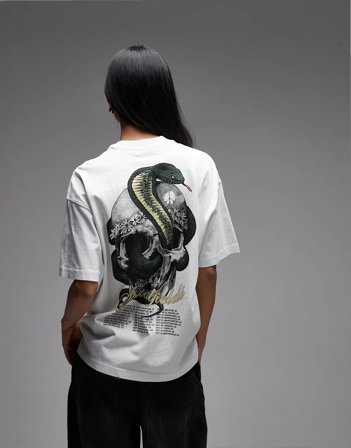 Etta snake skull graphic tee in chalk