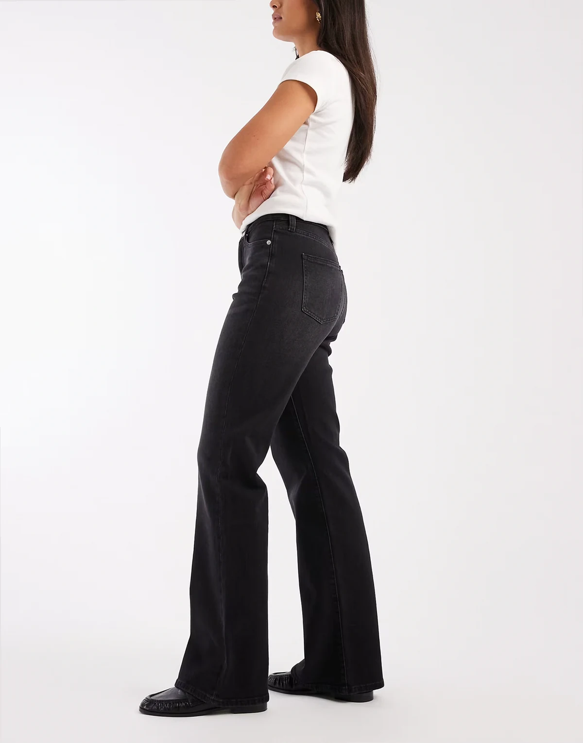Bella high waisted flare jeans in black