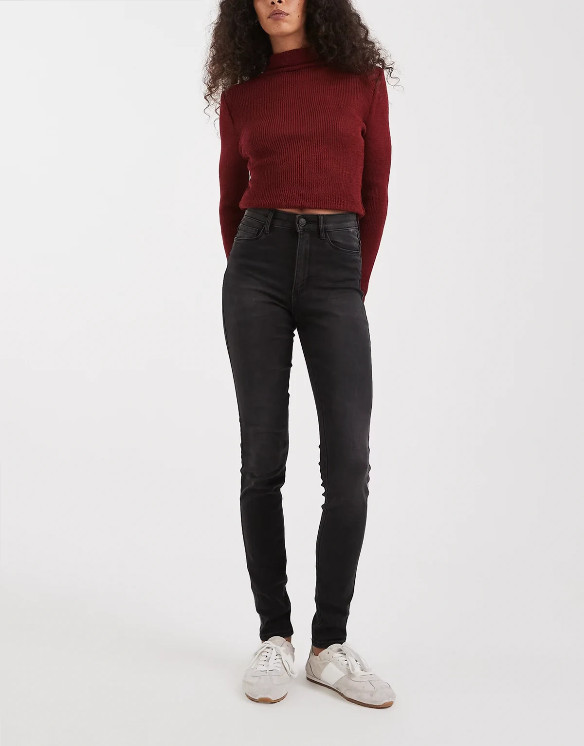 – Royal – Skinny-Jeans in verwaschenem Schwarz mit hohem Bund
