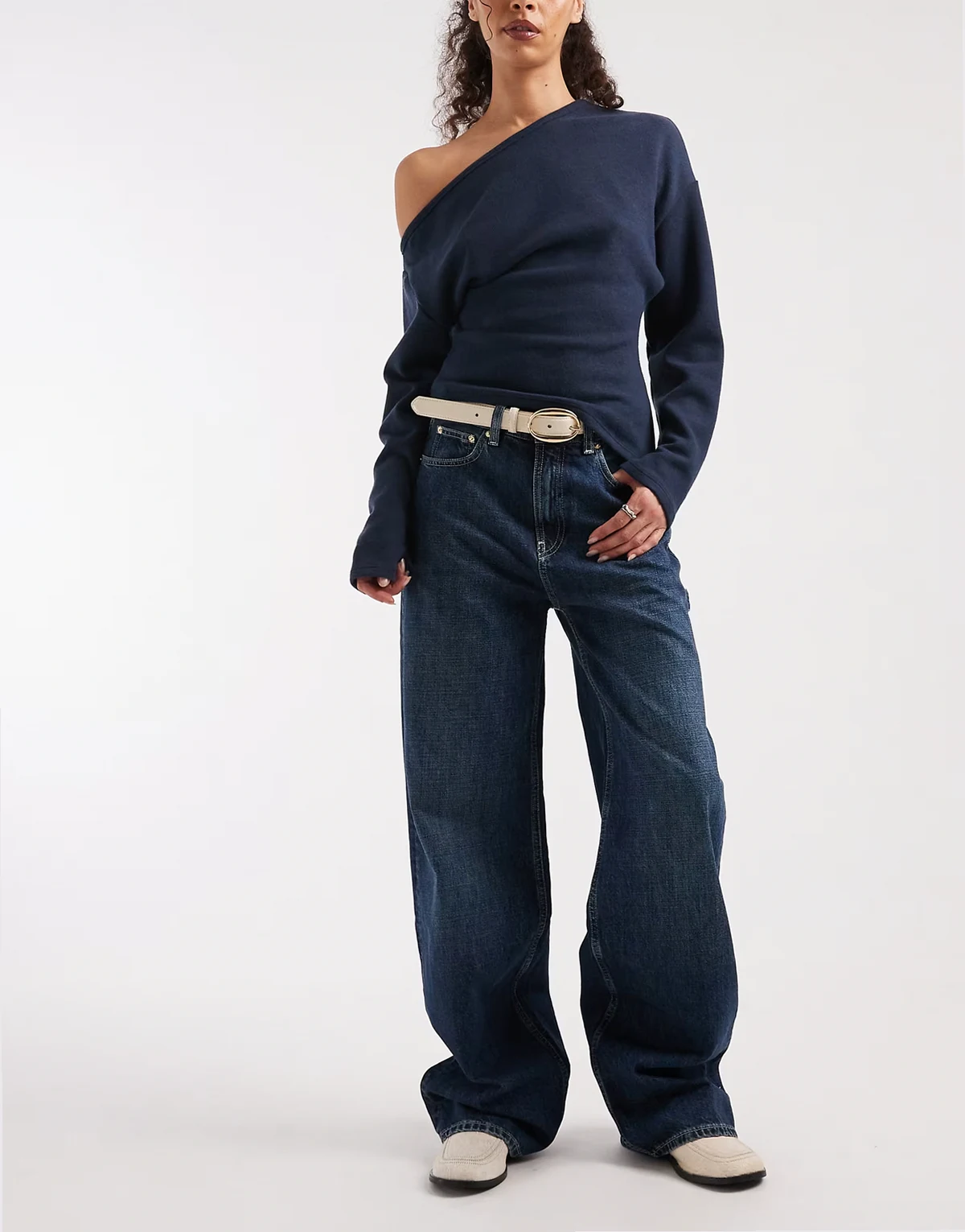 Tommy Girl baggy carpenter jeans in mid blue