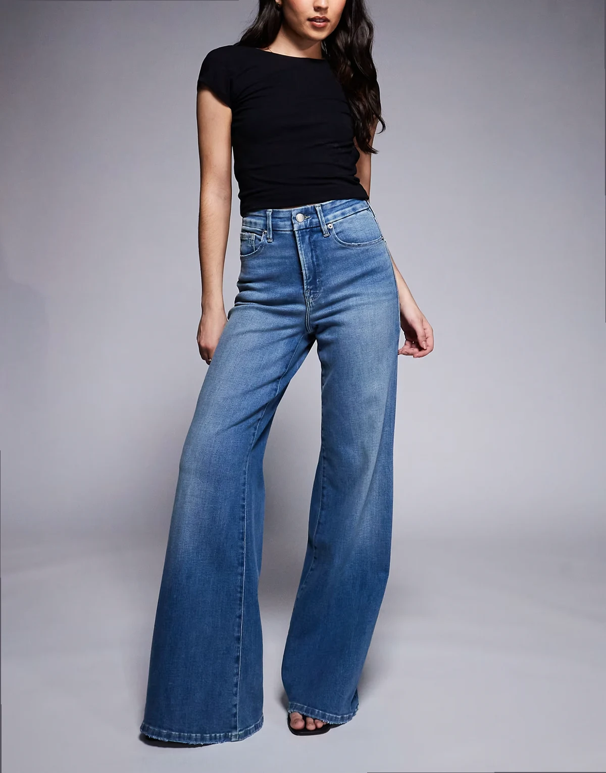 – Good Waist – Palazzo-Jeans aus weichem Funktions-Denim in mittelblauer Waschung