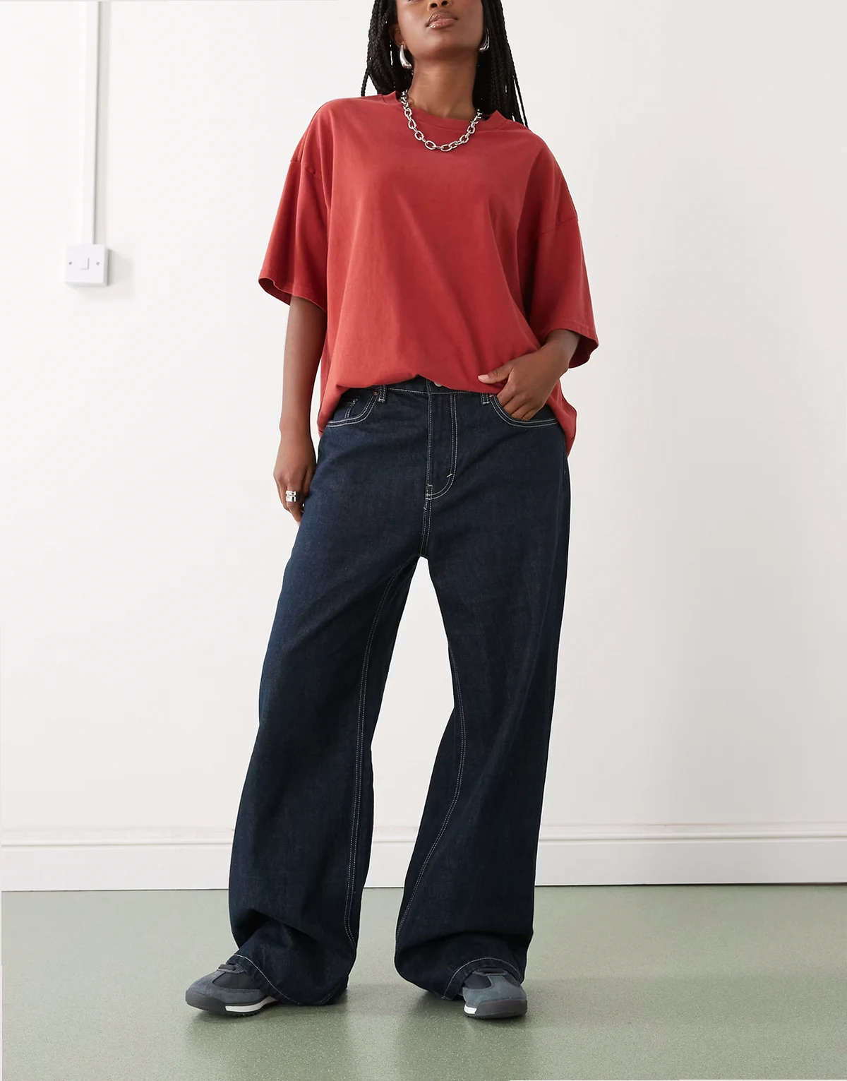 – Missy – Baggy Fit Jeans in Dunkelblau mit niedrigem Bund