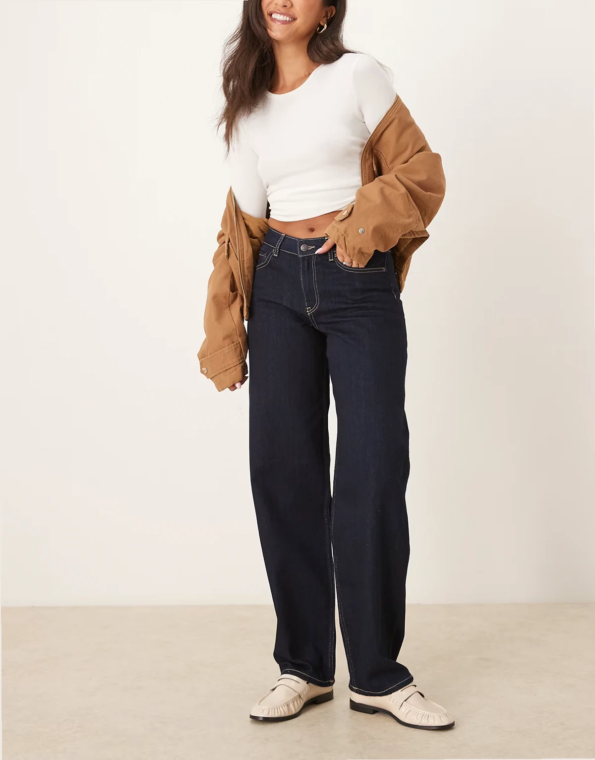 – Fuji – Ciemnoniebieskie jeansy barrel