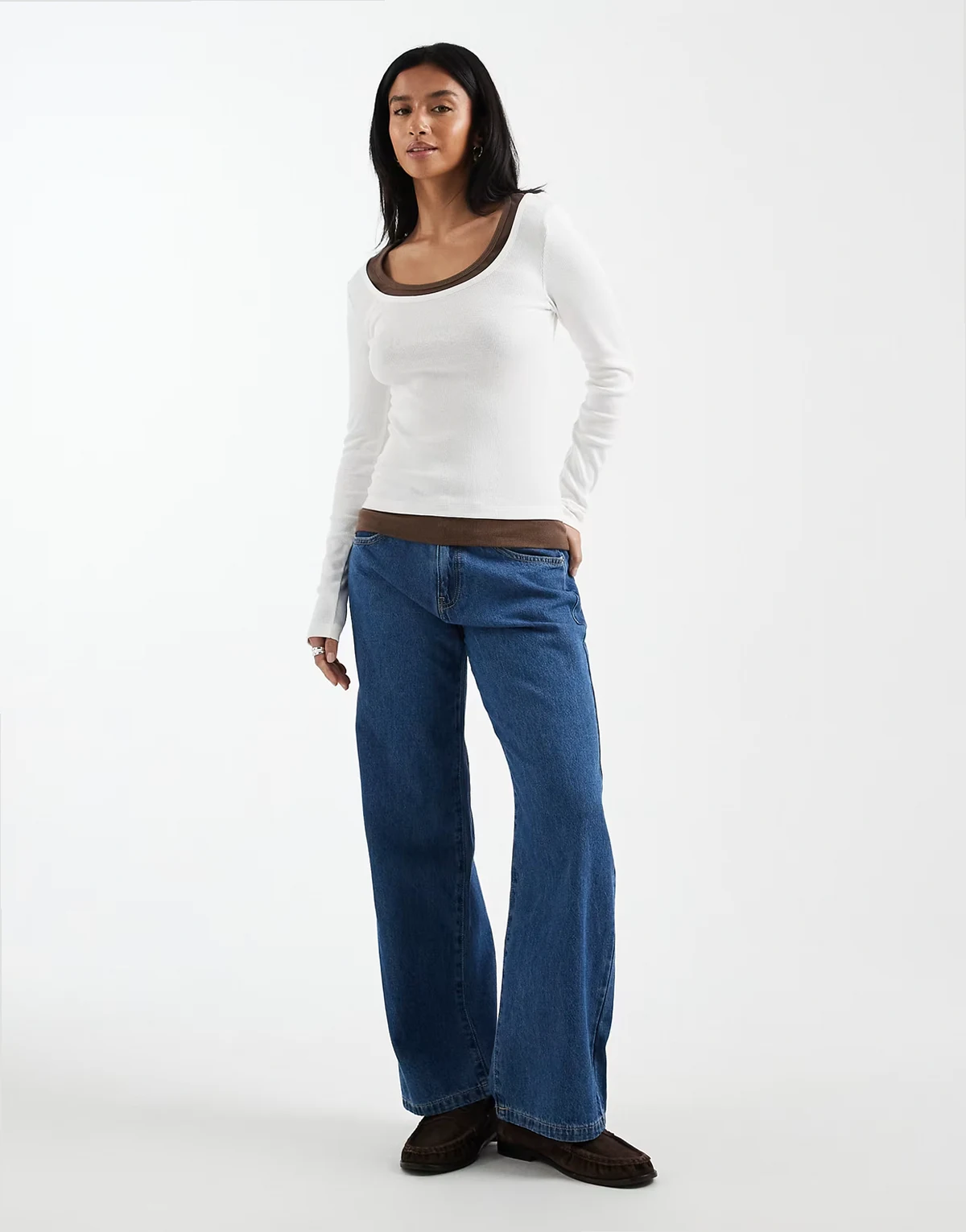 Kirsa high waist barrel leg jeans in medium blue wash