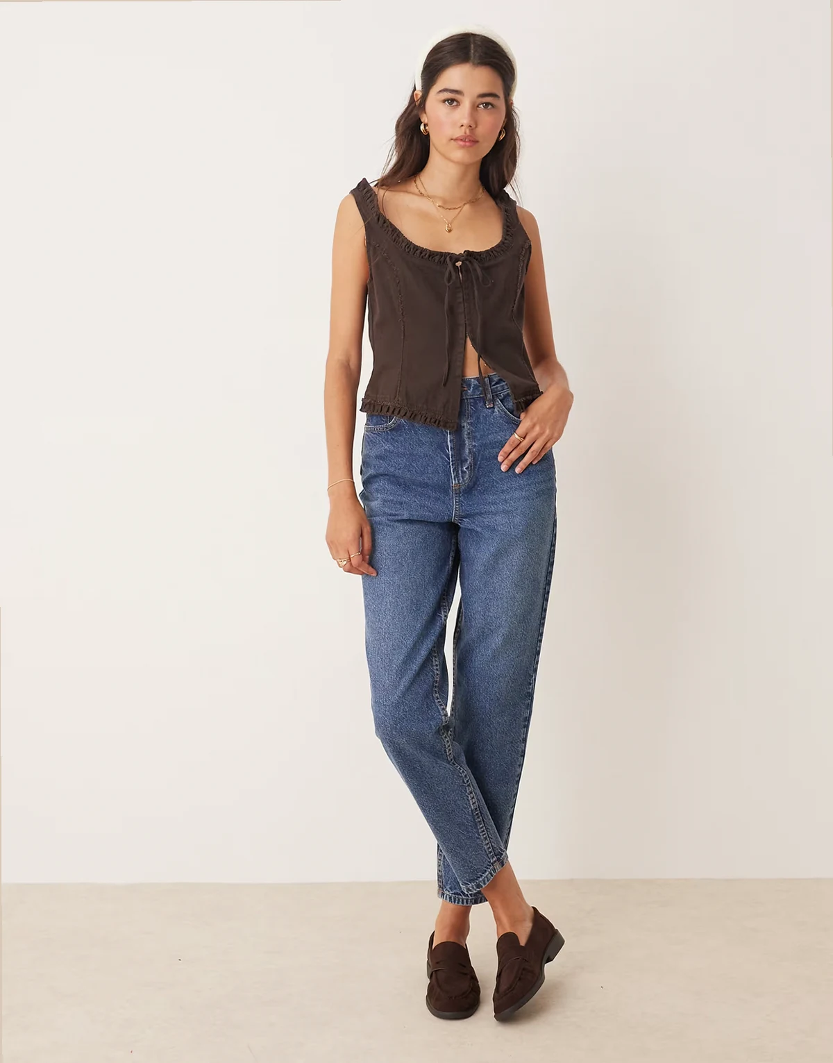 – Mom-Jeans in blauer Waschung